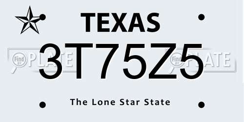 3T75Z5 Texas License Plate