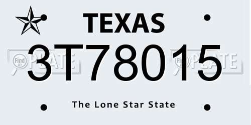 3T78015 Texas License Plate