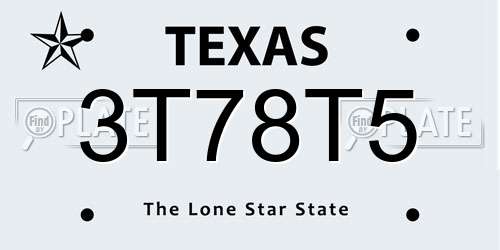 3T78T5 Texas License Plate