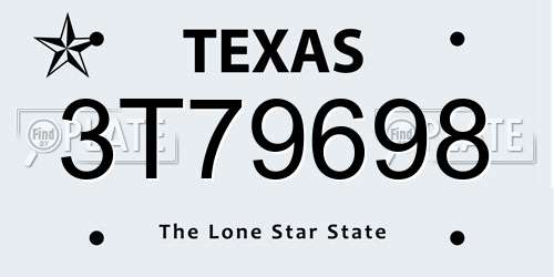 3T79698 Texas License Plate