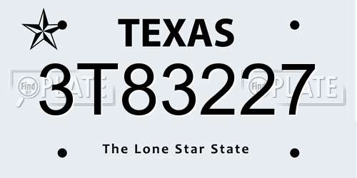 3T83227 Texas License Plate