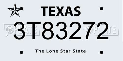 3T83272 Texas License Plate