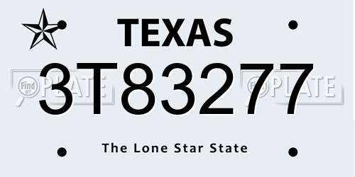 3T83277 Texas License Plate