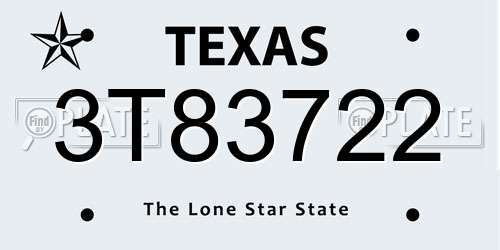3T83722 Texas License Plate