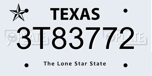 3T83772 Texas License Plate