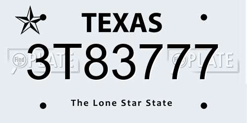 3T83777 Texas License Plate
