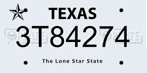 3T84274 Texas License Plate