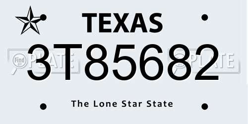3T85682 Texas License Plate