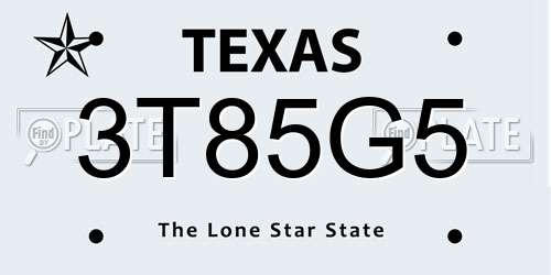 3T85G5 Texas License Plate