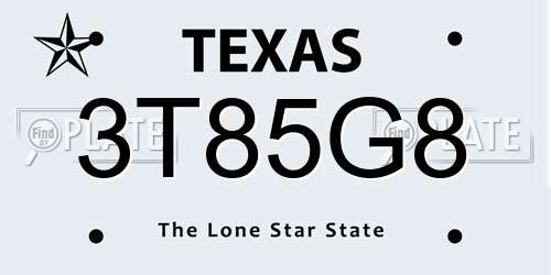 3T85G8 Texas License Plate