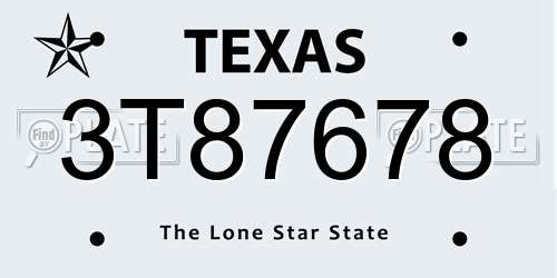 3T87678 Texas License Plate