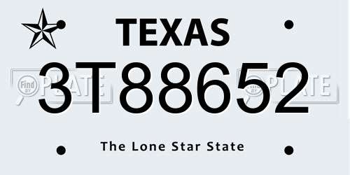 3T88652 Texas License Plate