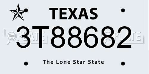 3T88682 Texas License Plate