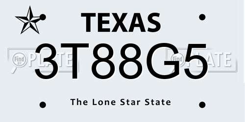 3T88G5 Texas License Plate