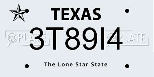3T89I4 Texas License Plate
