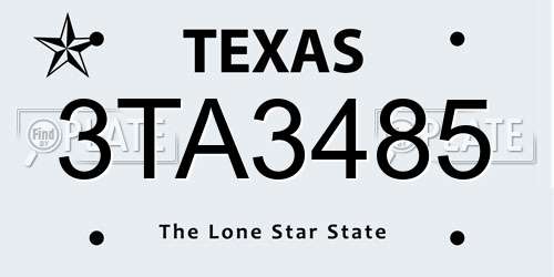 3TA3485 Texas License Plate