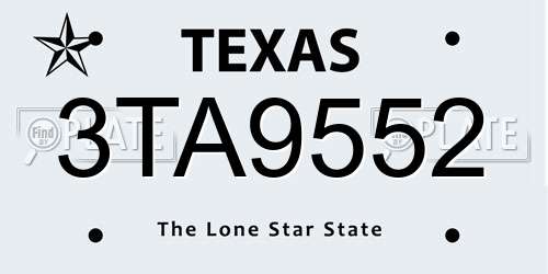 3TA9552 Texas License Plate
