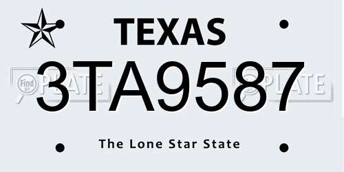 3TA9587 Texas License Plate