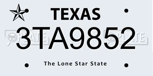 3TA9852 Texas License Plate