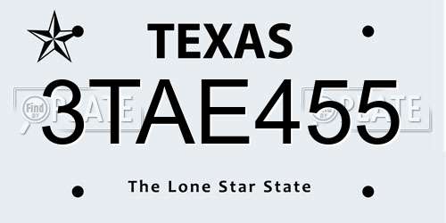 3TAE455 Texas License Plate
