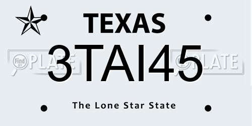 3TAI45 Texas License Plate