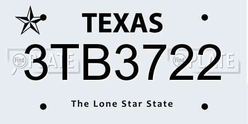 3TB3722 Texas License Plate