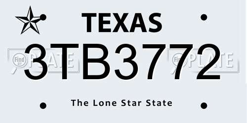 3TB3772 Texas License Plate