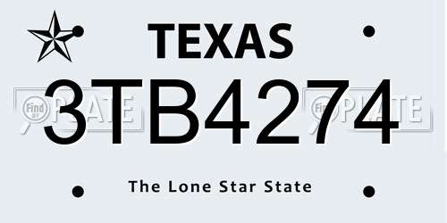 3TB4274 Texas License Plate