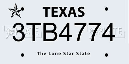 3TB4774 Texas License Plate