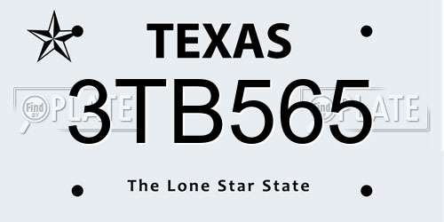3TB565 Texas License Plate
