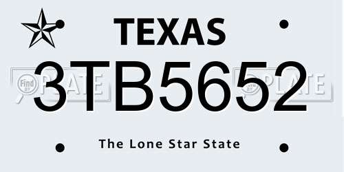3TB5652 Texas License Plate