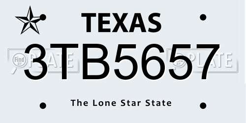 3TB5657 Texas License Plate