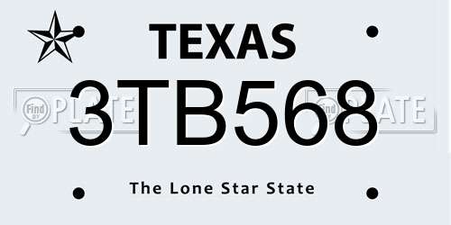 3TB568 Texas License Plate