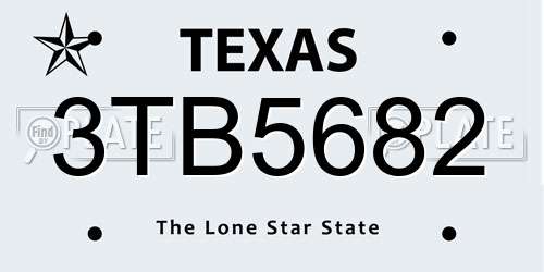 3TB5682 Texas License Plate