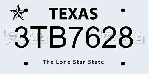 3TB7628 Texas License Plate
