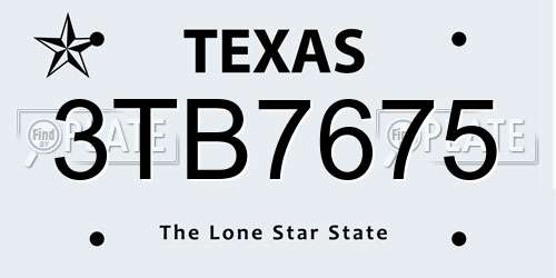 3TB7675 Texas License Plate