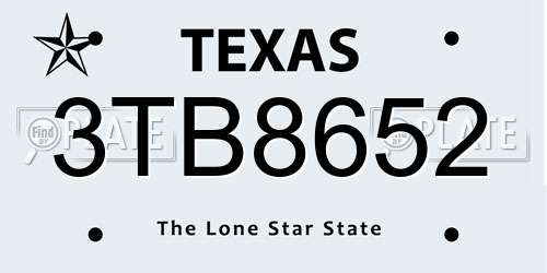 3TB8652 Texas License Plate