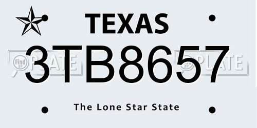 3TB8657 Texas License Plate
