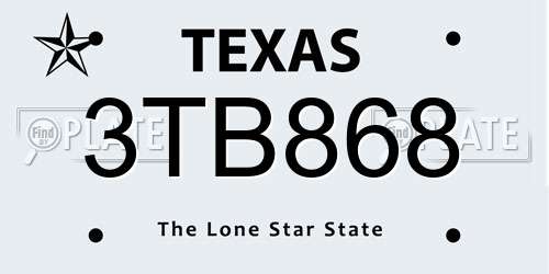 3TB868 Texas License Plate