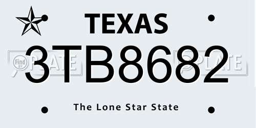 3TB8682 Texas License Plate