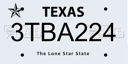 3TBA224 Texas License Plate