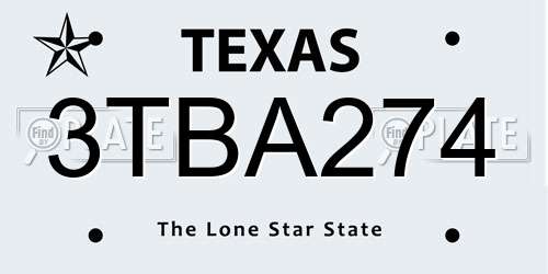 3TBA274 Texas License Plate