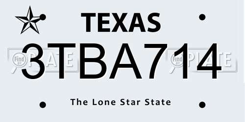 3TBA714 Texas License Plate