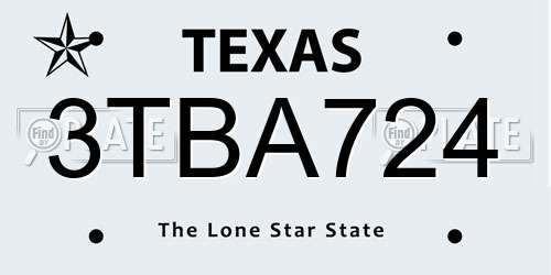 3TBA724 Texas License Plate
