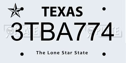 3TBA774 Texas License Plate