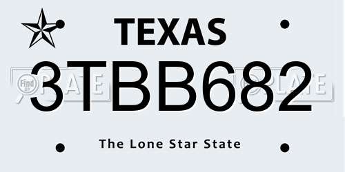 3TBB682 Texas License Plate
