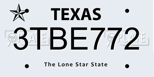 3TBE772 Texas License Plate
