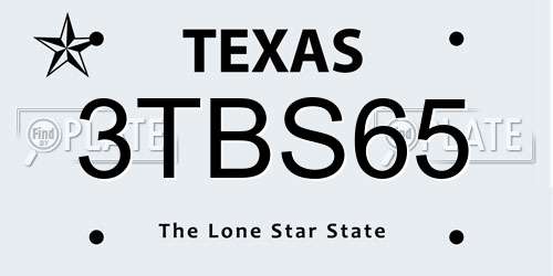 3TBS65 Texas License Plate