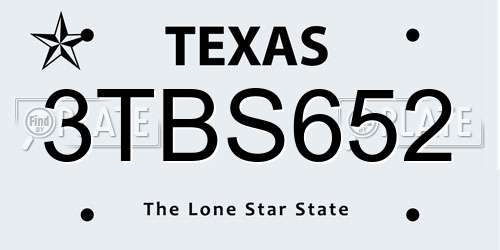 3TBS652 Texas License Plate