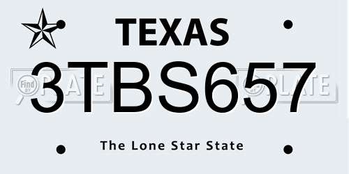 3TBS657 Texas License Plate
